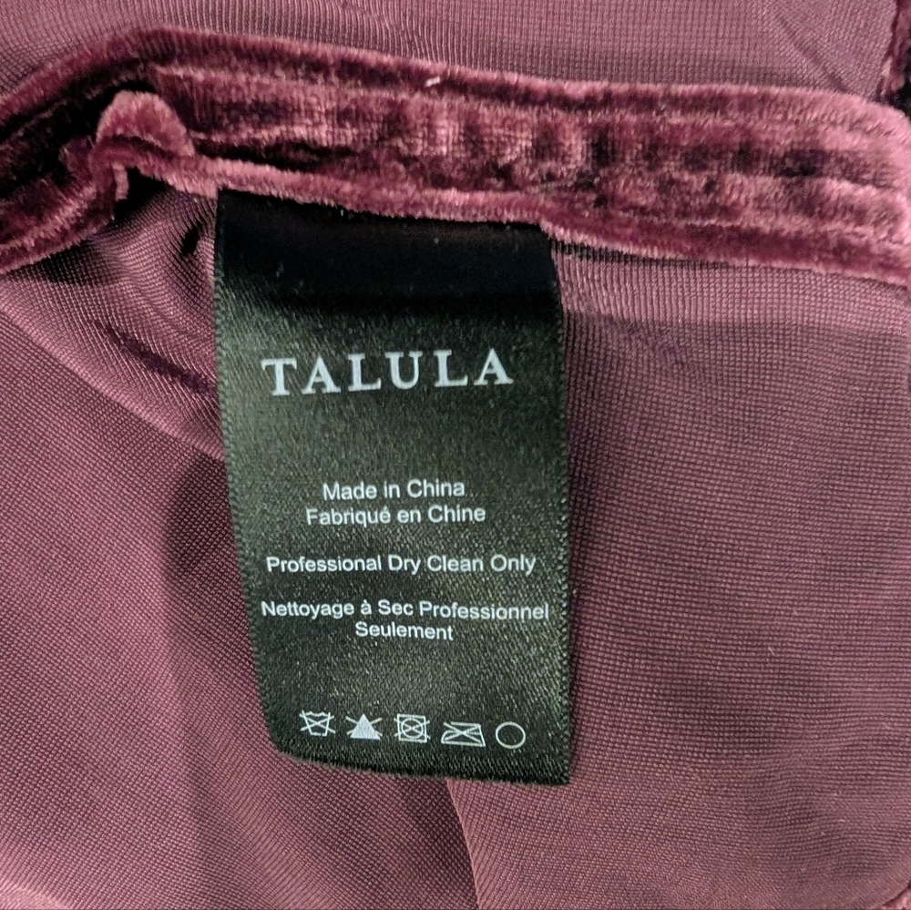 Aritzia Talula Velvet Fawkner Dolman Open Kimono Cardigan Burgundy XXS XS - Picture 8 of 11